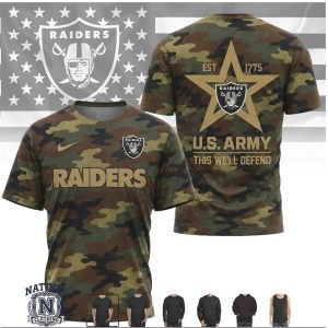 Las Vegas Raiders US Army Camo Star Salute To Service T Shirt