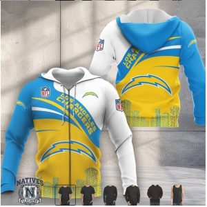 Los Angeles Chargers Bolt Logo City Graphic Hoodie T Shirt