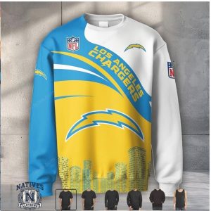 Los Angeles Chargers Bolt Logo City Graphic Hoodie T Shirt