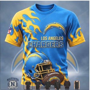 Los Angeles Chargers Football Helmet Flame Graphic Hoodie