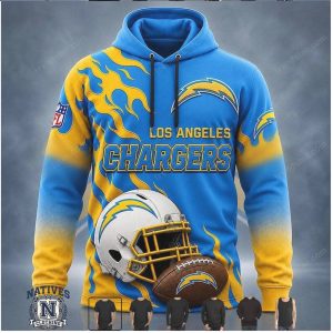 Los Angeles Chargers Football Helmet Flame Graphic Hoodie