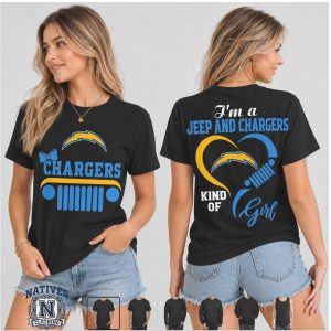 Los Angeles Chargers Jeep Heartbeat Kind Of Girl T Shirt