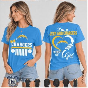 Los Angeles Chargers Jeep Heartbeat Kind Of Girl T Shirt