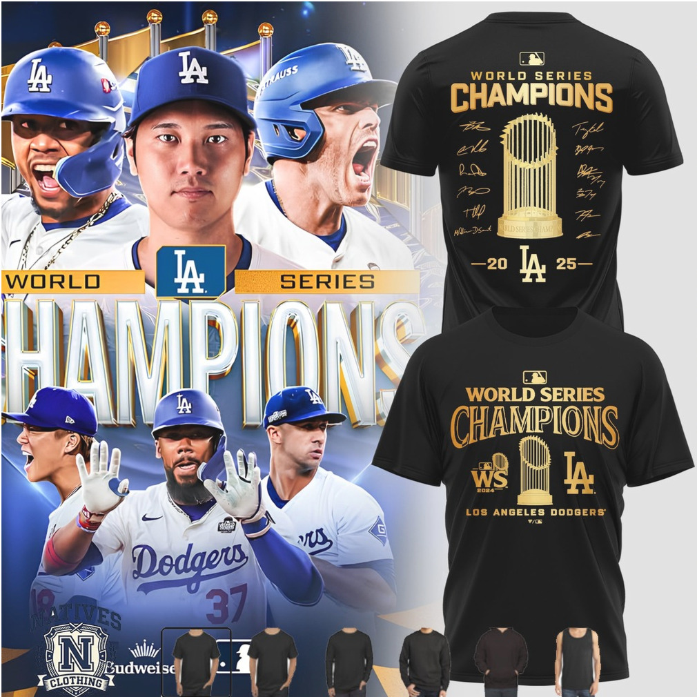 Los Angeles Dodgers 2025 World Series Champions Player Graphic T Shirt Los Angeles Dodgers 2025 World Series Champions Player Graphic T Shirt