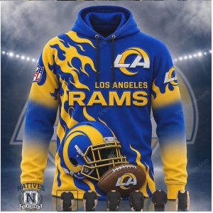 Los Angeles Rams Football Helmet Flame Design Hoodie