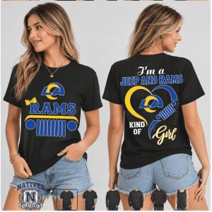 Los Angeles Rams Jeep Heartbeat Kind Of Girl T Shirt