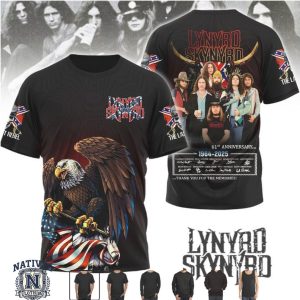 Lynyrd Skynyrd American Eagle Rebel Flag Music Tour T Shirt