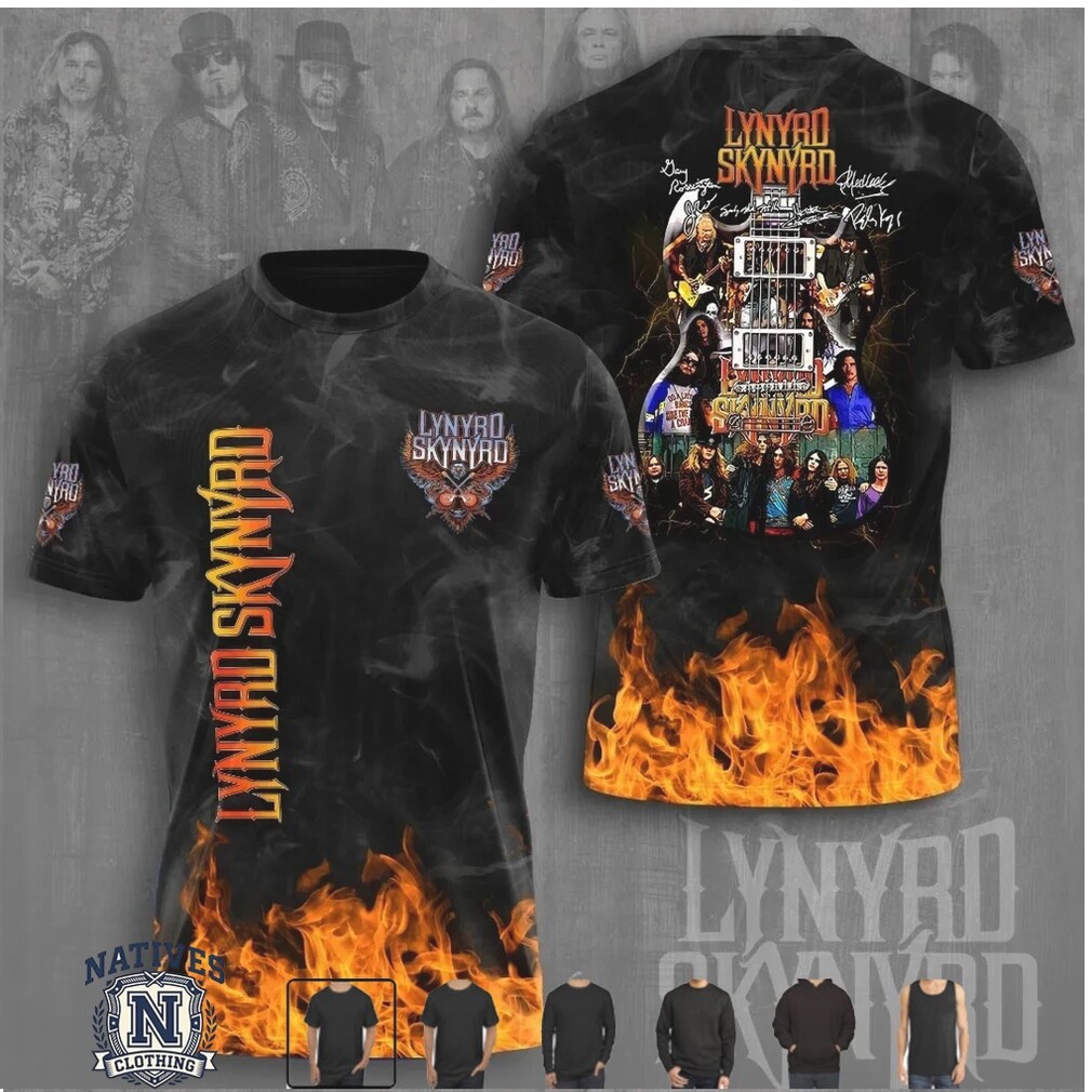 Lynyrd Skynyrd Band Guitar Fire Flames Southern Rock T Shirt Lynyrd Skynyrd Band Guitar Fire Flames Southern Rock T Shirt
