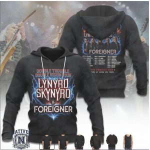 Lynyrd Skynyrd Foreigner Double Trouble Tour Rock Band T Shirt