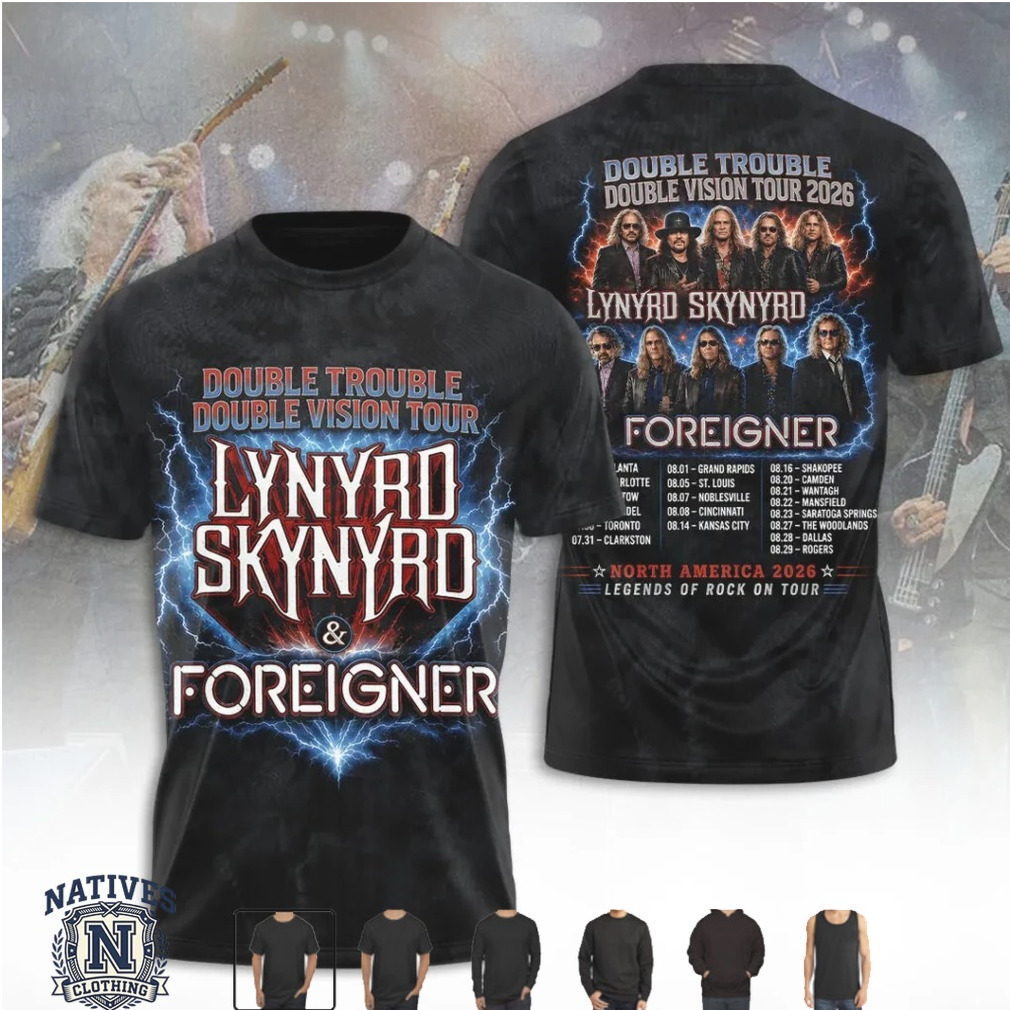 Lynyrd Skynyrd Foreigner Double Trouble Tour Rock Band T Shirt Lynyrd Skynyrd Foreigner Double Trouble Tour Rock Band T Shirt