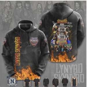 Lynyrd Skynyrd Guitar Flame Rock Band Music Anniversary T Shirt