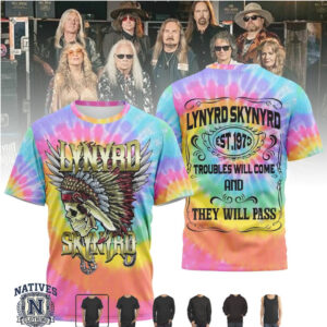 Lynyrd Skynyrd Tie Dye Chief Skull Troubles Will Pass T Shirt
