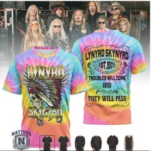 Lynyrd Skynyrd Tie Dye Chief Skull Troubles Will Pass T Shirt