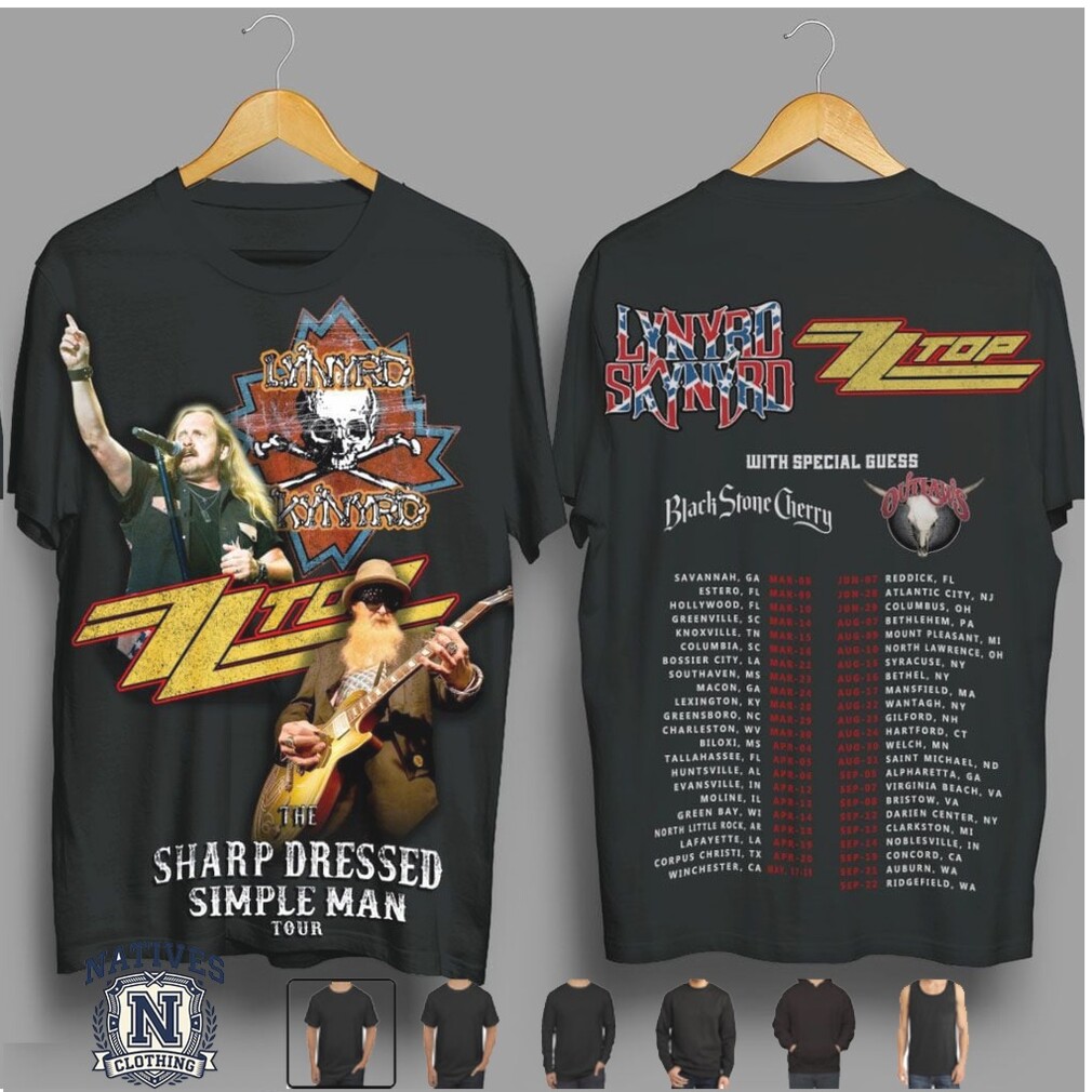 Lynyrd Skynyrd ZZ Top Sharp Dressed Simple Man Tour T Shirt Lynyrd Skynyrd ZZ Top Sharp Dressed Simple Man Tour T Shirt