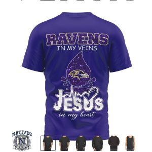 Baltimore Ravens Jesus In My Heart Cross Faith Football T Shirt