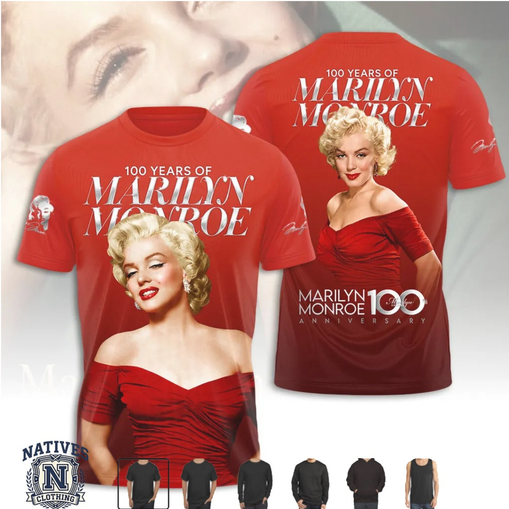 Marilyn Monroe 100 Years Anniversary Red Dress T Shirt Marilyn Monroe 100 Years Anniversary Red Dress T Shirt