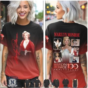 Marilyn Monroe 100th Anniversary Vintage Red Dress Portrait T Shirt