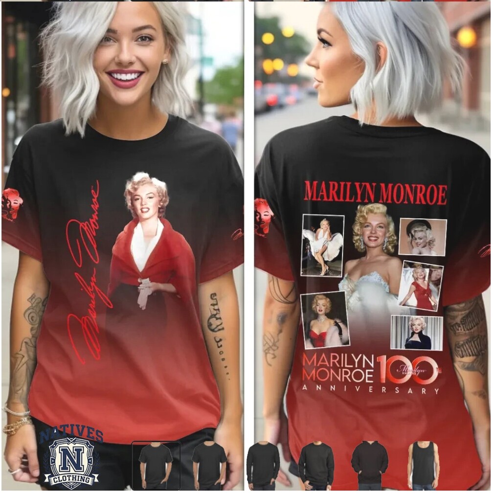 Marilyn Monroe 100th Anniversary Vintage Red Dress Portrait T Shirt Marilyn Monroe 100th Anniversary Vintage Red Dress Portrait T Shirt