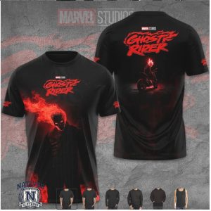 Marvel Ghost Rider Flaming Skull Motorcycle Dark Graphic T Shirt