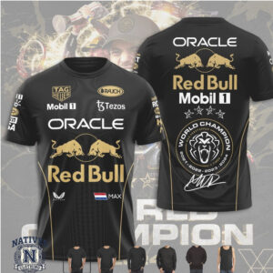 Max Verstappen Red Bull 2024 World Champion Black Gold T Shirt