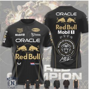 Max Verstappen Red Bull 2024 World Champion Black Gold T Shirt