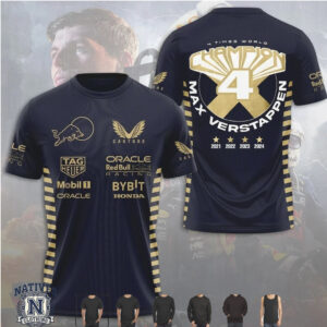 Max Verstappen Red Bull 4 Times World Champion Racing T Shirt