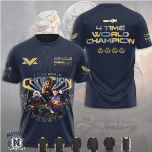 Max Verstappen Red Bull Racing 4 Time World Champion T Shirt