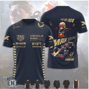 Max Verstappen Red Bull Racing Car 4X World Champion T Shirt