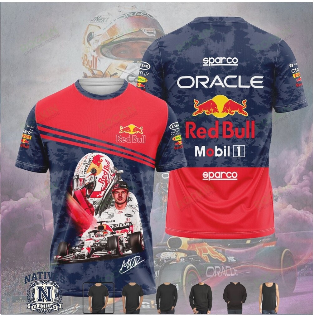 Max Verstappen Red Bull Racing Car And Helmet Graphic T Shirt Max Verstappen Red Bull Racing Car And Helmet Graphic T Shirt