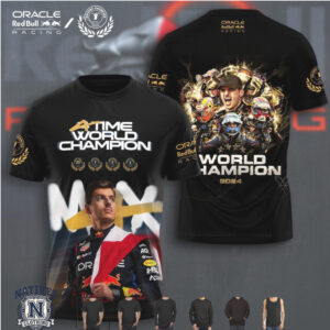 Max Verstappen Red Bull Racing Flag 4 Time Champion T Shirt