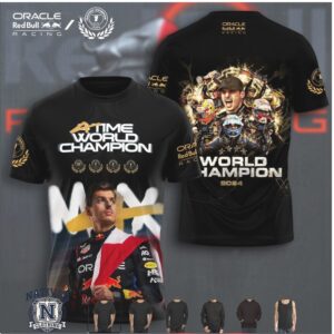Max Verstappen Red Bull Racing Flag 4 Time Champion T Shirt