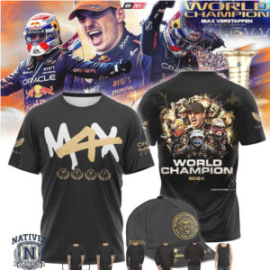 Max Verstappen Red Bull Racing Four Time World Champion 2024 T Shirt