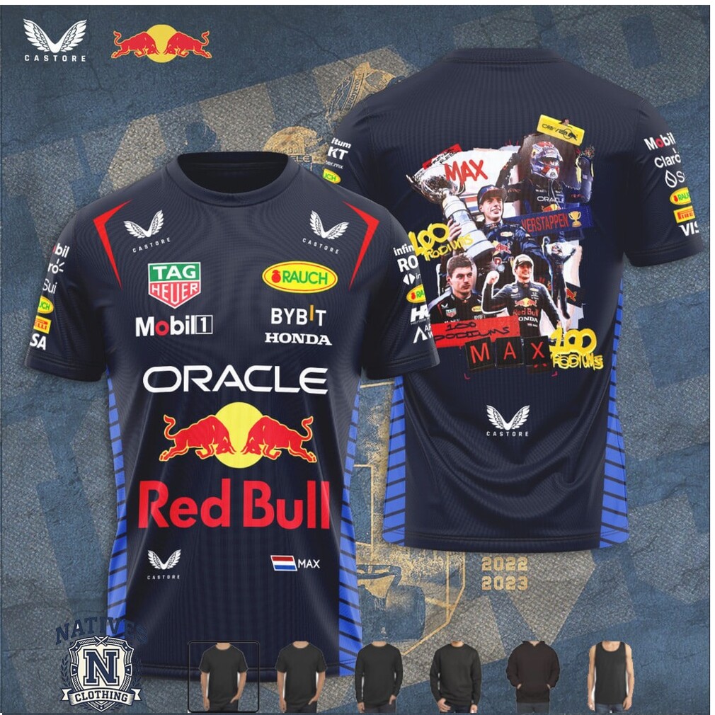Max Verstappen Red Bull Racing Podiums Collage Style T Shirt Max Verstappen Red Bull Racing Podiums Collage Style T Shirt