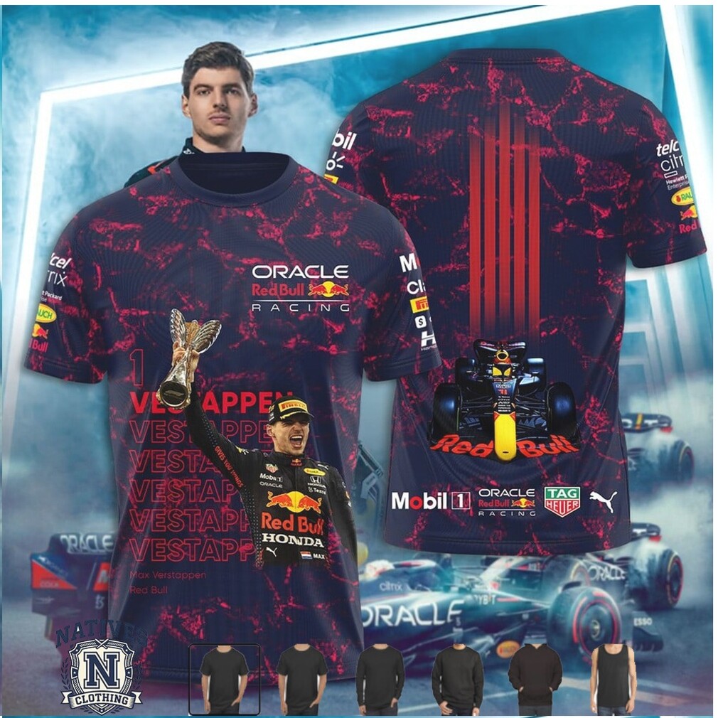 Max Verstappen Red Bull Racing Trophy Winner Graphic T Shirt Max Verstappen Red Bull Racing Trophy Winner Graphic T Shirt