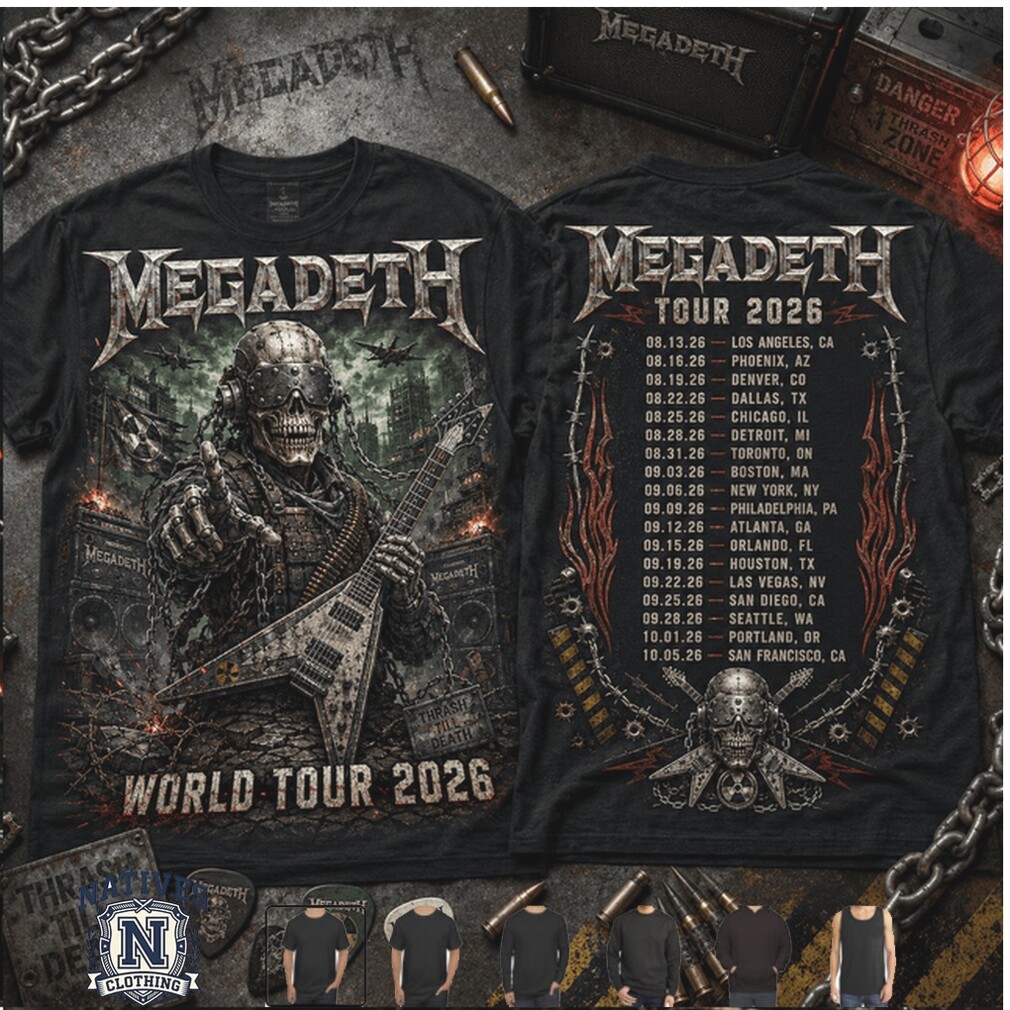 Megadeth Thrash Metal Skull World Tour 2026 Concert T Shirt Megadeth Thrash Metal Skull World Tour 2026 Concert T Shirt
