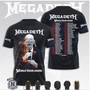 Megadeth World Tour Heavy Metal Band Concert T Shirt