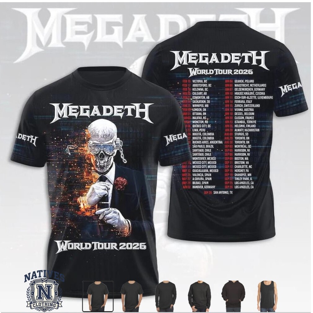 Megadeth World Tour Heavy Metal Band Concert T Shirt Megadeth World Tour Heavy Metal Band Concert T Shirt
