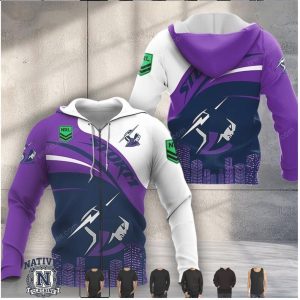 Melbourne Storm Mascot Graphic City Skyline Hoodie T Shirt