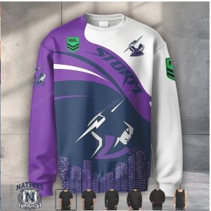 Melbourne Storm Mascot Graphic City Skyline Hoodie T Shirt