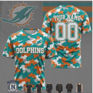 Miami Dolphins Camo Custom Name Number Performance T Shirt