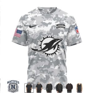 Miami Dolphins Custom Name Number Digital Camo Salute To Service T Shirt