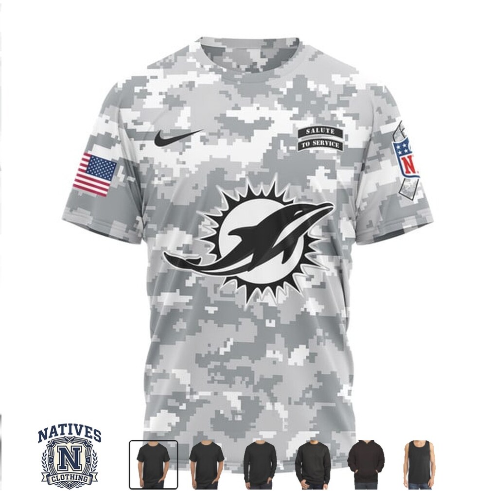 Miami Dolphins Custom Name Number Digital Camo Salute To Service T Shirt Miami Dolphins Custom Name Number Digital Camo Salute To Service T Shirt