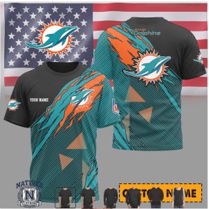 Miami Dolphins Custom Name Ripped Style Performance T Shirt