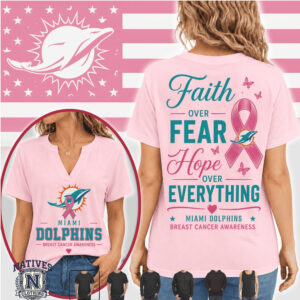 Miami Dolphins Football Faith Over Fear Breast Cancer Awareness T Shirt