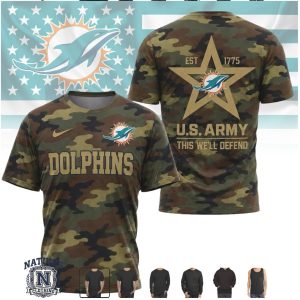 Miami Dolphins U.S. Army Camo Salute to Service T Shirt