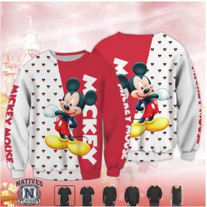 Mickey Mouse Castle Red White Pattern Graphic Apparel T Shirt