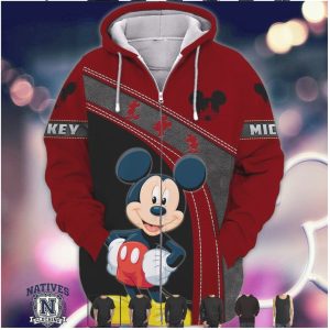 Mickey Mouse Striped Graphic Red Black Vintage Apparel T Shirt