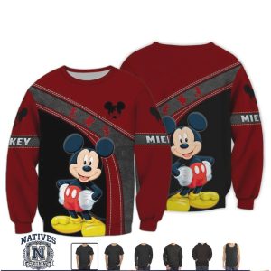 Mickey Mouse Striped Graphic Red Black Vintage Apparel T Shirt