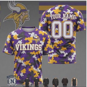 Minnesota Vikings Camo Custom Name Number Performance T Shirt