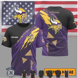 Minnesota Vikings Custom Name NFL Tear Design Graphic T Shirt